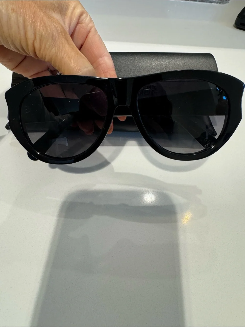 Dior Black Sunglasses with Gold Logo Accents